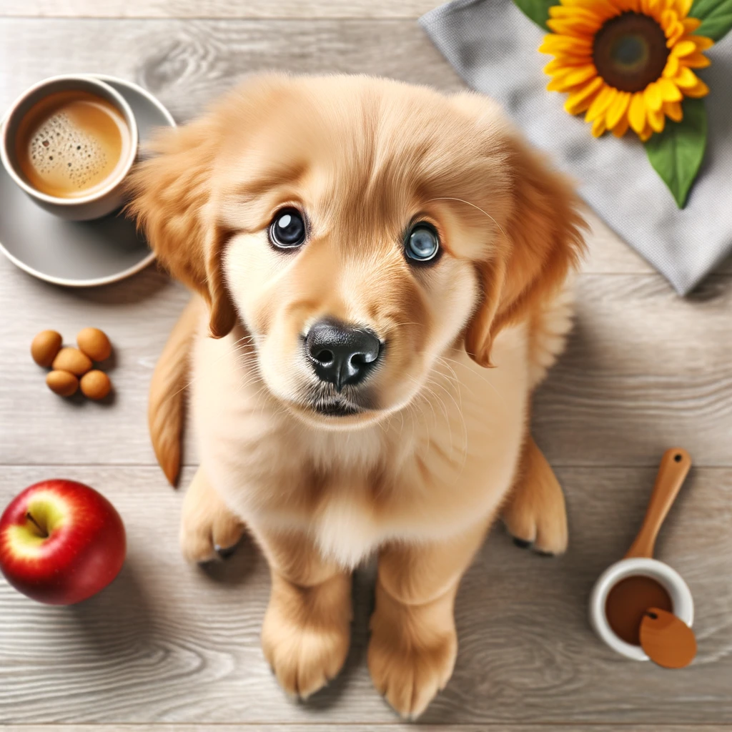 653a632a14e31_DALL·E 2023-10-26 15.59.40 - Photo of a playful golden retriever puppy looking up with bright eyes, symbolizing a user's love for pets.png